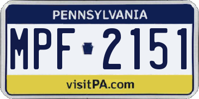 PA license plate MPF2151