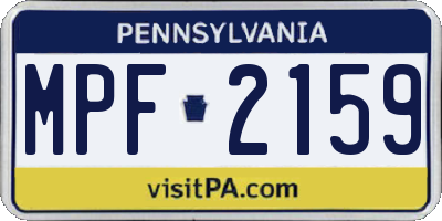 PA license plate MPF2159