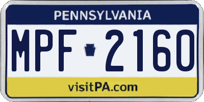 PA license plate MPF2160