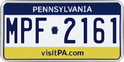 PA license plate MPF2161