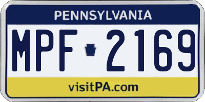 PA license plate MPF2169