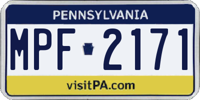 PA license plate MPF2171