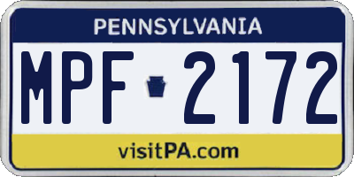 PA license plate MPF2172