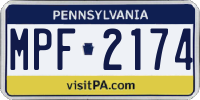 PA license plate MPF2174