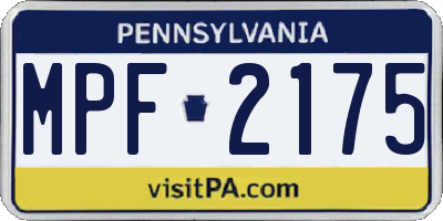 PA license plate MPF2175