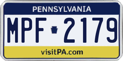 PA license plate MPF2179