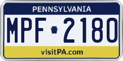 PA license plate MPF2180