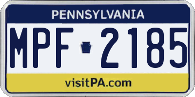PA license plate MPF2185