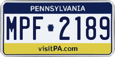 PA license plate MPF2189