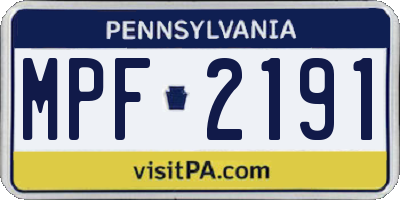PA license plate MPF2191