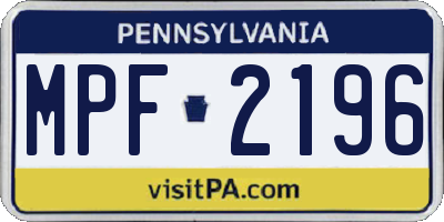 PA license plate MPF2196