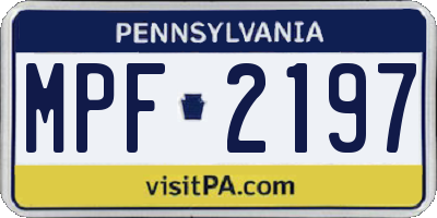 PA license plate MPF2197