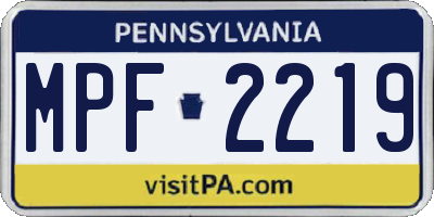 PA license plate MPF2219