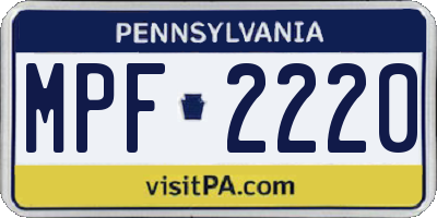 PA license plate MPF2220