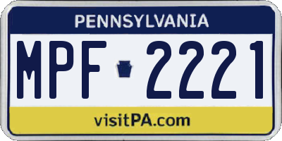 PA license plate MPF2221