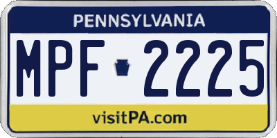 PA license plate MPF2225