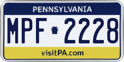 PA license plate MPF2228