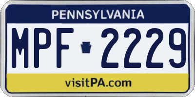 PA license plate MPF2229