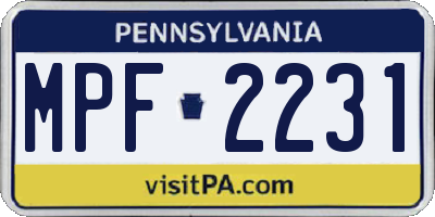 PA license plate MPF2231