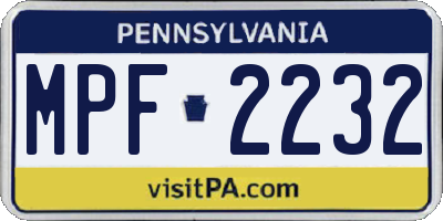 PA license plate MPF2232