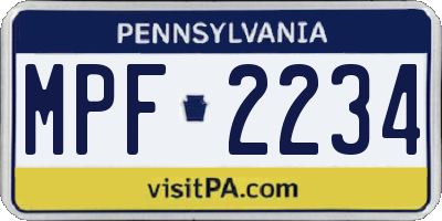 PA license plate MPF2234