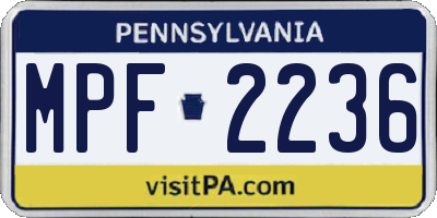 PA license plate MPF2236