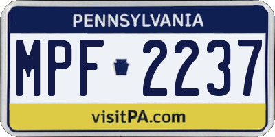 PA license plate MPF2237