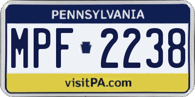 PA license plate MPF2238