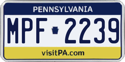 PA license plate MPF2239