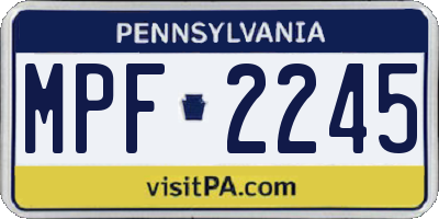 PA license plate MPF2245