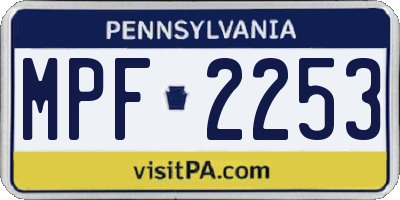 PA license plate MPF2253