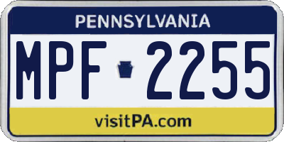 PA license plate MPF2255