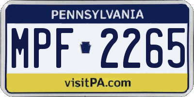 PA license plate MPF2265