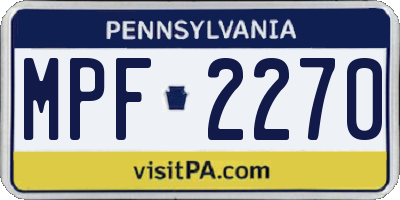 PA license plate MPF2270