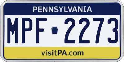 PA license plate MPF2273