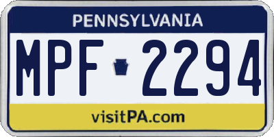 PA license plate MPF2294