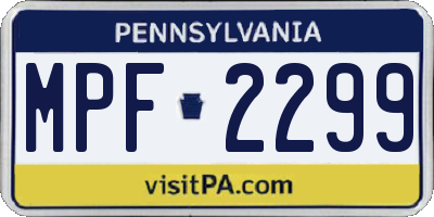 PA license plate MPF2299