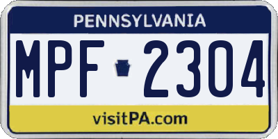 PA license plate MPF2304