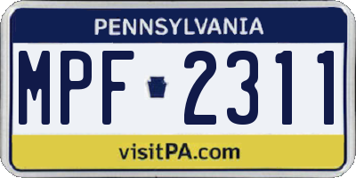 PA license plate MPF2311