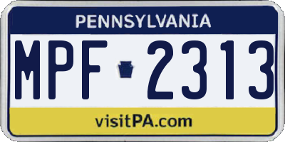 PA license plate MPF2313