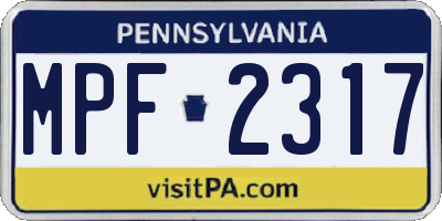 PA license plate MPF2317