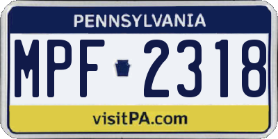 PA license plate MPF2318