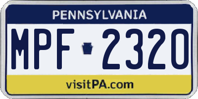 PA license plate MPF2320
