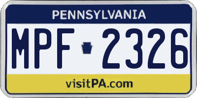 PA license plate MPF2326