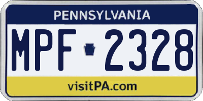 PA license plate MPF2328