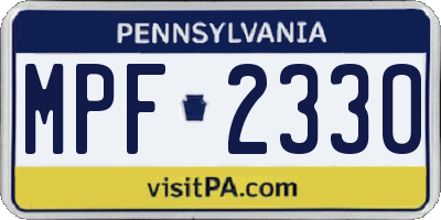 PA license plate MPF2330