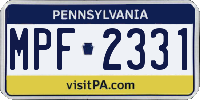 PA license plate MPF2331