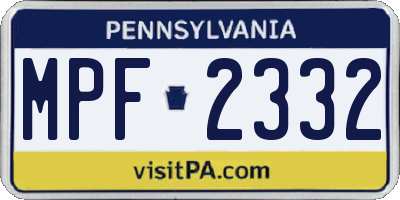 PA license plate MPF2332
