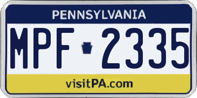 PA license plate MPF2335