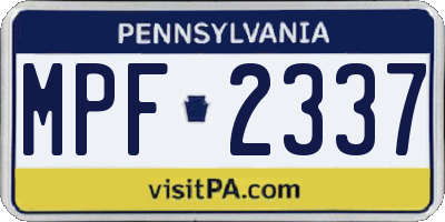 PA license plate MPF2337